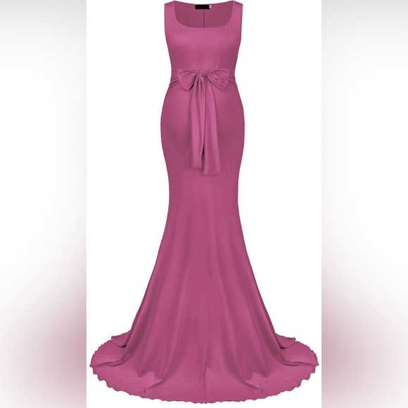 197. SMALL VIVINEW (HOT PINK) Maternity Dress Sleeveless Tie Waist Elegant Fitt - Picture 3 of 9